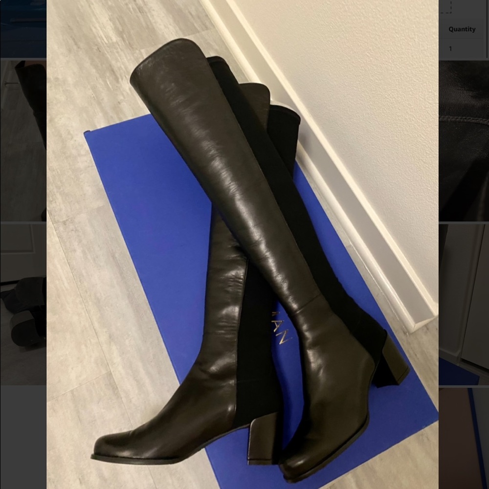 Stuart Weitzman 5050 block boots black leather